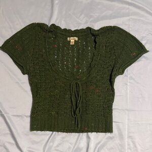 Green Urban Outfitters kimchi blue knit Women's crop Top alpaca wool M